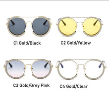 Load image into Gallery viewer, Stylish Blingbling Crystal  Zircon Round Sun Glasses Women 2023 UV400  Designer Diamond Women&#39;s Sunglasses
