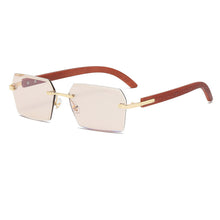 Load image into Gallery viewer, Stylish Square Sunglasses Women Rimless Wood Printting Sun Glasses UV400 De Soleil Female