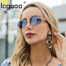 Load image into Gallery viewer, Stylish Square Sunglasses Women Rimless Wood Printting Sun Glasses UV400 De Soleil Female