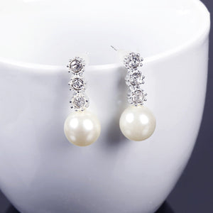 New Summer Imitation Pearl Earrings Personality Rhinestone Decoration Silver Fine Jewelry