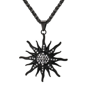 New Sun Flower Necklace Pendant Rhinestone Charming Stainless Steel/Gold Color Rope Chain For Women Party Chic Jewelry GP2434