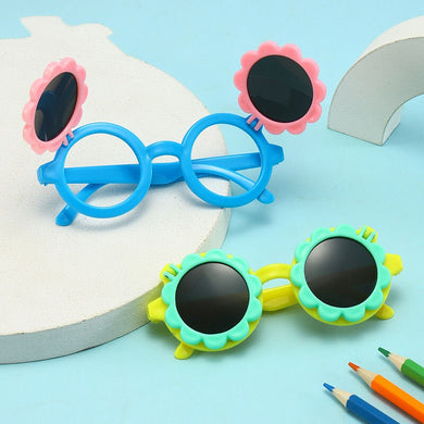 Sunflower Cartoon Children Sunglasses Cute Baby Cartoon Flip Kids Sunglasses Glasses Frame