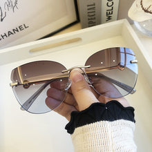 Load image into Gallery viewer, Sunglasses Women Oversized Cat Eye Eyewear 2022 Gradient Brown Pink Rimless Sun Glasses for Female Gift Brand Designer Uv400