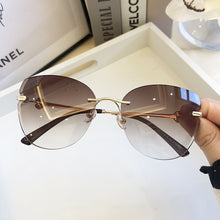 Load image into Gallery viewer, Sunglasses Women Oversized Cat Eye Eyewear 2022 Gradient Brown Pink Rimless Sun Glasses for Female Gift Brand Designer Uv400