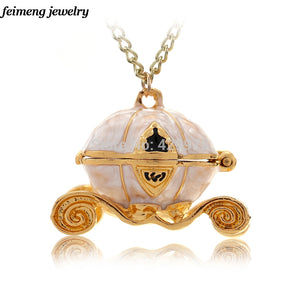 New Sweet Pumpkin Carriage Necklace Cinderella Fairy Tale God-Mother Magic Alloy Chains Exquisite Pendants Necklace