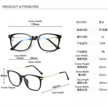 Load image into Gallery viewer, TR90 Anti Blue Light Spectacle Frames Men&#39;s Computer Sports Goggles Ladies Lightweight Flexible Myopia Eyewears Metal Legs