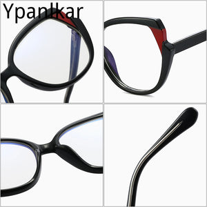 TR90 Cat Eye Women Optical Glasses Frame Retro Spring Hinge Anti Blue Light Eyewear Men Round Red Pink Eyeglasses Frame