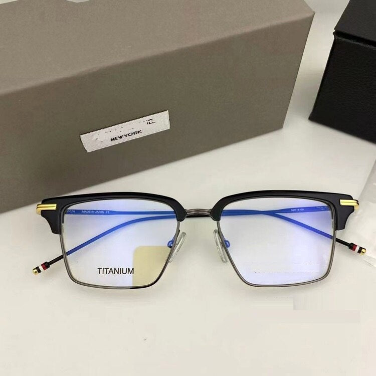 Thom Brand Glasses Frame TBX422 Square Half Frames Pure Titanium Ultra-light Eyeglasses Anti-blue Light Men Women Eyewear