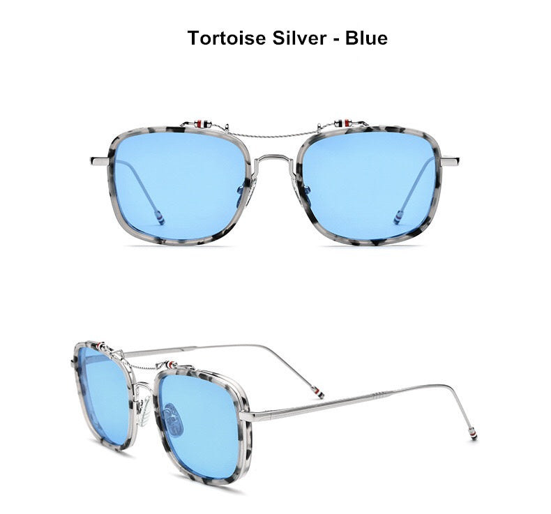 Thom Brand UV protection Retro Square anti glare polarized sunglasses  men and women Pilot Sun Glasses TBS816 Browne