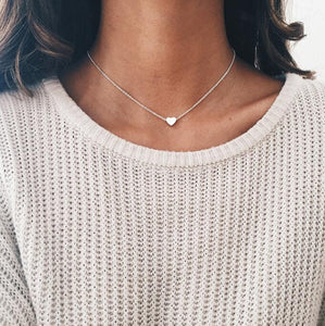 New Tiny Heart Necklace for Women SHORT Chain Heart Shape Pendant Necklace Gift Ethnic Bohemian Choker Necklace drop shipping