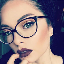 Load image into Gallery viewer, Tiny Retro Glasses Spectacle Frame TR90 Material Cat&#39;s Eye Women&#39;s Eyeglass Frame Simple Transparent Computer Glasses