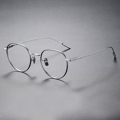 Titanium Frame Glasses Frame Pure Titanium Oval 80807 Literary Simple Large Frame Can Be Equipped With Myopia Mirror
