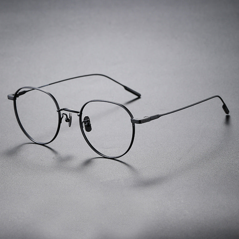 Titanium Frame Glasses Frame Pure Titanium Oval 80807 Literary Simple Large Frame Can Be Equipped With Myopia Mirror