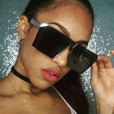 Trend Oversized Square Sunglasses Women Vintage Men Mirror Color Film Mercury  Sun Glasses Okulary damskie UV400