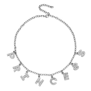 New Trend Silver Color Alphabet Bitch Pendant Fun Game Statement Necklace Women Charm Party Clavicle Chain Jewelry Accessories