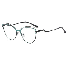 Carica l&#39;immagine nel visualizzatore di Gallery, Occhiali da vista anti luce blu di tendenza Occhiali da vista da donna con montatura in metallo Occhiali da vista Cat Eye bianchi con cerniera a molla 