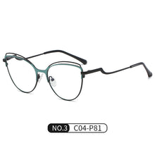 Carica l&#39;immagine nel visualizzatore di Gallery, Occhiali da vista anti luce blu di tendenza Occhiali da vista da donna con montatura in metallo Occhiali da vista Cat Eye bianchi con cerniera a molla 