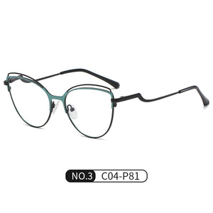 Occhiali da vista anti luce blu di tendenza Occhiali da vista da donna con montatura in metallo Occhiali da vista Cat Eye bianchi con cerniera a molla 