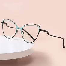 Carica l&#39;immagine nel visualizzatore di Gallery, Occhiali da vista anti luce blu di tendenza Occhiali da vista da donna con montatura in metallo Occhiali da vista Cat Eye bianchi con cerniera a molla 