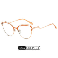 Carica l&#39;immagine nel visualizzatore di Gallery, Occhiali da vista anti luce blu di tendenza Occhiali da vista da donna con montatura in metallo Occhiali da vista Cat Eye bianchi con cerniera a molla 