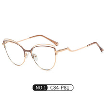Carica l&#39;immagine nel visualizzatore di Gallery, Occhiali da vista anti luce blu di tendenza Occhiali da vista da donna con montatura in metallo Occhiali da vista Cat Eye bianchi con cerniera a molla 