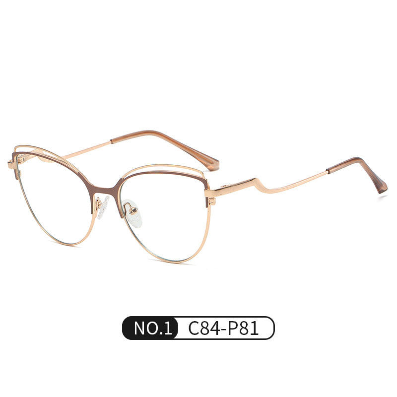 Occhiali da vista anti luce blu di tendenza Occhiali da vista da donna con montatura in metallo Occhiali da vista Cat Eye bianchi con cerniera a molla 