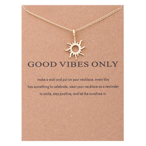 New Trendy Alloy Cute Elegant Sun Love Star Leaves Clover Unicorn Luck Pendant Necklaces for Women Fashion Accessories Jewelry