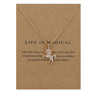 New Trendy Alloy Cute Elegant Sun Love Star Leaves Clover Unicorn Luck Pendant Necklaces for Women Fashion Accessories Jewelry