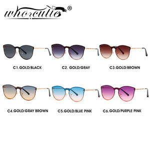 Trendy Metal Oversized Cat Eye Sunglasses Women 2023 Brand Designer Blue Gradient Lens Shades Eyewear Men Cateye Sun Glasses