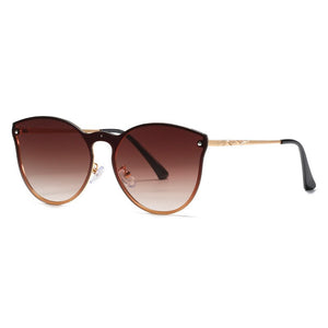 Trendy Metal Oversized Cat Eye Sunglasses Women 2023 Brand Designer Blue Gradient Lens Shades Eyewear Men Cateye Sun Glasses