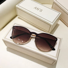 Load image into Gallery viewer, Trendy Metal Oversized Cat Eye Sunglasses Women 2023 Brand Designer Blue Gradient Lens Shades Eyewear Men Cateye Sun Glasses