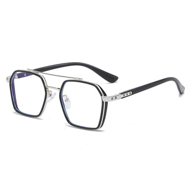 Trendy Myopia Glasses Rim Glasses Frame Men's and Women's Retro Double Beam Plain Glasses  Anti-Blue Light Glasses
