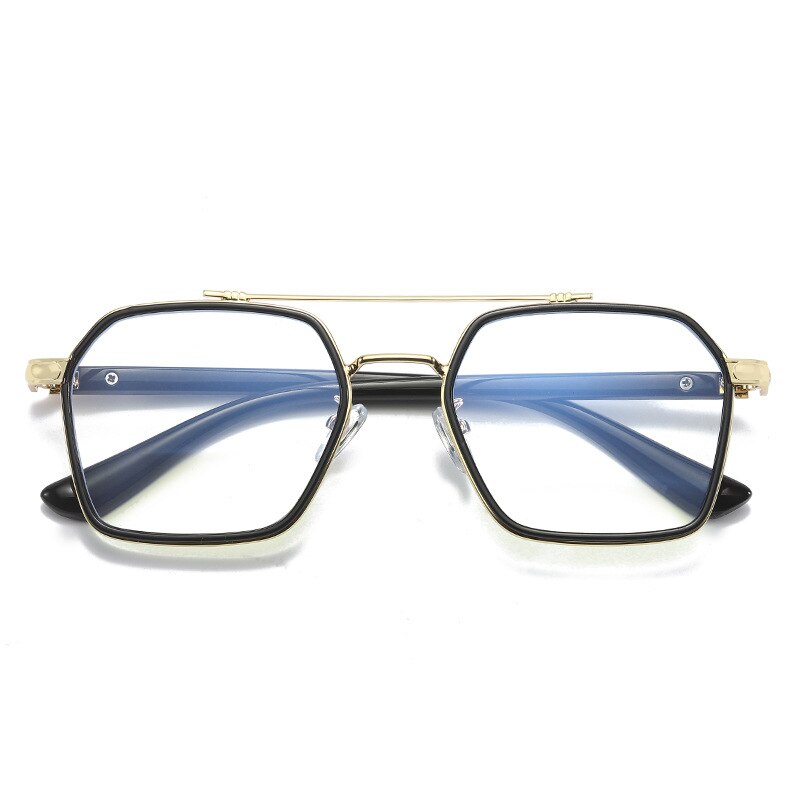 Trendy Myopia Glasses Rim Glasses Frame Men's and Women's Retro Double Beam Plain Glasses  Anti-Blue Light Glasses