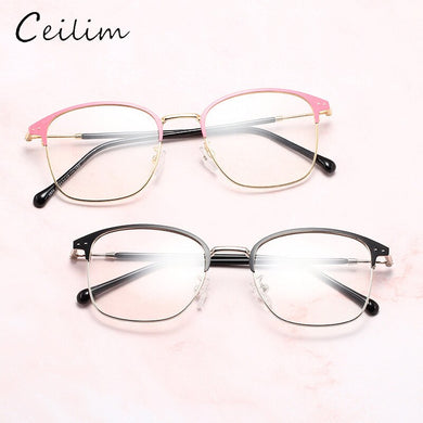Trendy Office Anti Blue Light Square Clear Glasses Women Computer Gaming Goggles Vintage Eyeglasses Full Frame Eyewear Gifts