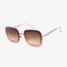 Load image into Gallery viewer, Trendy Square Metal Sunglasses With Chain 2023 Brand Desinger Rivet Small Sun Glasses Oculos Solar Feminino