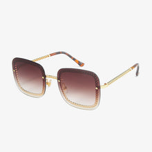 Load image into Gallery viewer, Trendy Square Metal Sunglasses With Chain 2023 Brand Desinger Rivet Small Sun Glasses Oculos Solar Feminino