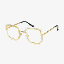Load image into Gallery viewer, Trendy Square Metal Sunglasses With Chain 2023 Brand Desinger Rivet Small Sun Glasses Oculos Solar Feminino