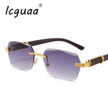 Load image into Gallery viewer, Trendy Square Sunglasses for Men 2023 Rimless Gradient Shades Small Sun Glasses Women Eyewear Google Blue Black UV400