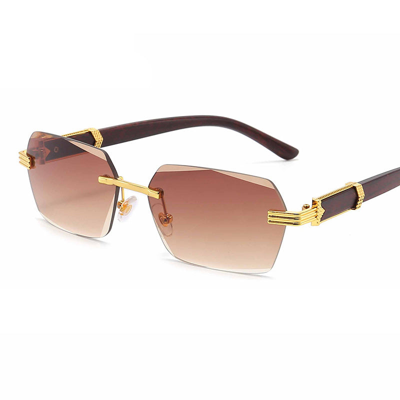 Trendy Square Sunglasses for Men 2023 Rimless Gradient Shades Small Sun Glasses Women Eyewear Google Blue Black UV400