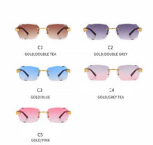 Load image into Gallery viewer, Trendy Square Sunglasses for Men 2023 Rimless Gradient Shades Small Sun Glasses Women Eyewear Google Blue Black UV400