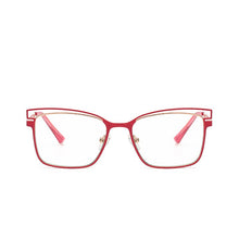 Load image into Gallery viewer, Two-color Alloy Anti Blue Light Spectacle Frames Ladies Personality Cat Eye Myopia Eyeglasses Metal Hollow Temples