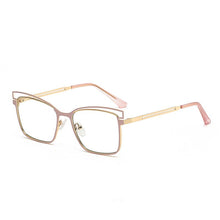 Load image into Gallery viewer, Two-color Alloy Anti Blue Light Spectacle Frames Ladies Personality Cat Eye Myopia Eyeglasses Metal Hollow Temples