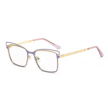 Load image into Gallery viewer, Two-color Alloy Anti Blue Light Spectacle Frames Ladies Personality Cat Eye Myopia Eyeglasses Metal Hollow Temples