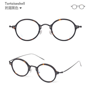 Ultralight Titanium Round Eyewear Transparent Acetate Prescription Eyeglasses Women Vintage Myopia Optical Glasses Frame Men