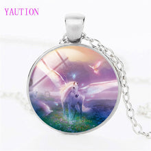 Load image into Gallery viewer, New Unicorn and Pegasus Necklace Unicorn Glass Pendant Jewelry Glass Art Cabochon Fantasy Style Art Gift for Girl