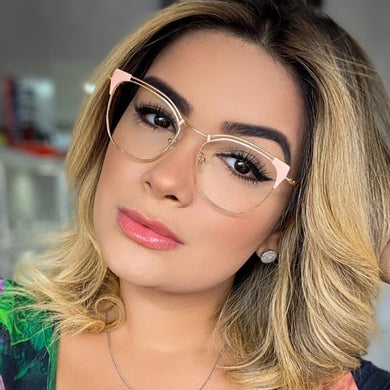 Occhiali da vista vintage in metallo Cat Eye anti-blu da donna Occhiali ottici trasparenti Montatura da vista femminile Oculos Feminino
