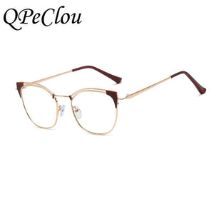 Vintage Metal Cat Eye Anti-blue Eyeglasses Women  Optical Transparent Glasses Frame Female Spectacles Oculos Feminino