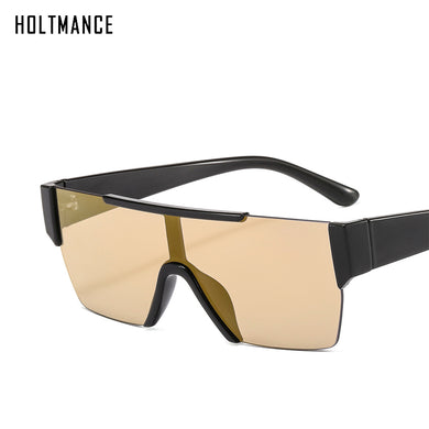 Vintage Oversized Frameless Siamese Sunglasses for Women Simple Anti-reflective Summer Men Sunglass UV400