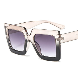 White Big Frame Women's Sunglasses Trend Square Gradients Sun Glasses Female  Brand Traveling Style Eyewear
