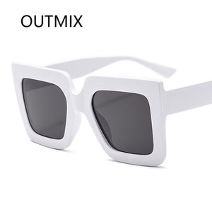 White Big Frame Women's Sunglasses Trend Square Gradients Sun Glasses Female  Brand Traveling Style Eyewear